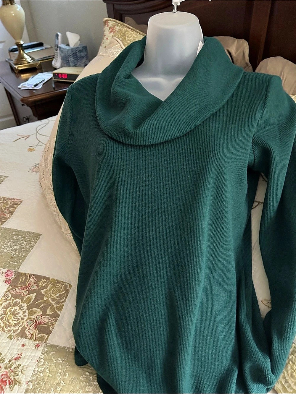 Talbots Women's Deep Green Cowl Neck Sweater/Size PS/NWT